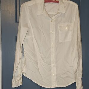 Eddie Bauer White Shirt Long Sleeve medium Casual Dress Women